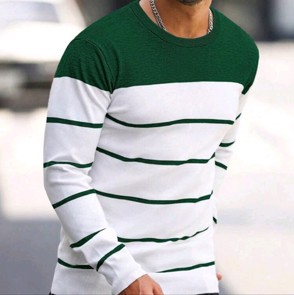 Men's Slim Fit Color Block Striped Sweater - Picture 5 of 6